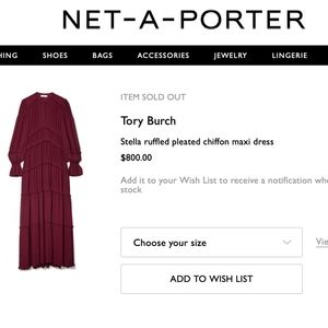 Stella Ruffled Pleated Chiffon Maxi by Tory Burch